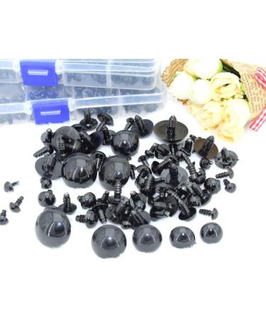 154pcs Black Solid Plastic Safety Eyes with Washers for DIY Crafts - Teddy Bear Dolls, Plush Animals, Puppets - 1Box - 12 Sizes - Buy Online on GoSupps.com