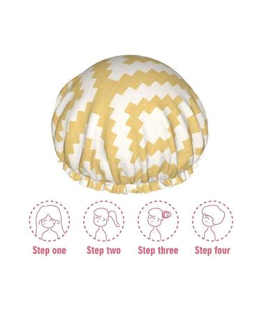 Geometric Mustard Printed Waterproof Shower Cap for Women - Fits All Head Sizes and Hair Textures - Buy Online on GoSupps.com