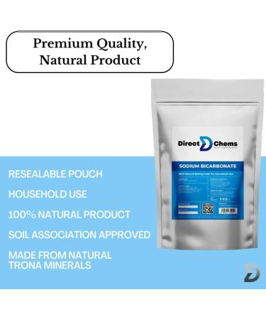 DIRECTCHEMS Sodium Bicarbonate Pure Baking Soda 1KG | Natural & Organic | Resealable Pouch | Cleaning, Cosmetics, Gardening | Soil Association Approved - Buy Online on GoSupps.com