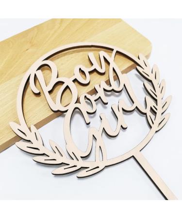 Gender Reveal Cake Topper - Wooden Boy or Girl Decoration for Baby Shower & Party - Buy Online on GoSupps.com
