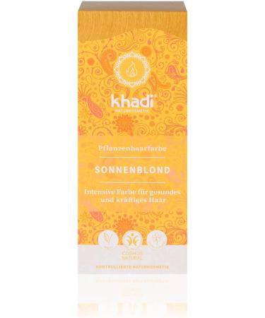khadi Plant-Based Hair Color SUN BLOND from honey blonde to intensely sunny blonde 100% natural vegan and without synthetic ingredients Certified natural cosmetics 100g - Buy Online on GoSupps.com