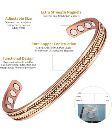Shop Braided Three-Colored Copper Bracelets for Women | 8 Magnet Magnetic Therapy Cuffs | Arthritis Relief Jewelry | 16.5 cm African Copper Armor - Buy Online on GoSupps.com