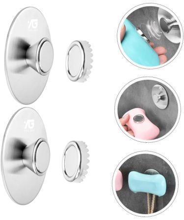 Ciieeo 2pcs Draining Wall-mounted Adhesive Hooks Soap Plate Mini Clothes Rack Magnetic Soap Hanger Suction Cup Hooks Magnetic Hook Holder Stainless Steel Magnetic Attraction Soap Box - Buy Online on GoSupps.com