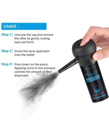 2-in-1 Hair Fibers Kit - Black Hair Thickening Fibers with Spray Applicator Pump - Instantly Thick & Full Hair in 15 Seconds - For Men and Women - Buy Online on GoSupps.com