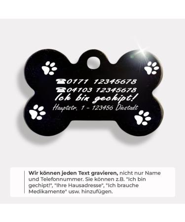 Ibera Gifts - Personalized Bone-Shaped Pendants for Medium to Large Dogs & Cats | Custom Engraved Dog Collars | Black Paws Design - Buy Online on GoSupps.com