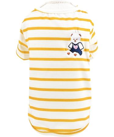 SMALLLEE_LUCKY_STORE Cute Bear Classic Striped T-shirt Puppy Tee Shirt for Small Medium Dog Cat Boy Girl Tank Top Vest Yorkie Chihuahua Pet Summer Clothes Yellow M M yellow - Buy Online on GoSupps.com