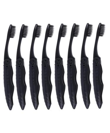 FRCOLOR 8pcs Folding Toothbrush Handle Charcoal Travel P.s. 1 Count (Pack of 1) Grey