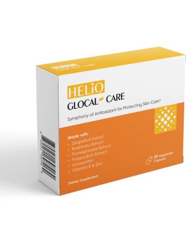 GlocalCare Helio Antioxidant-Rich Sun Defense & Skin Rejuvenation Supplement with Polypodium Nutroxsun Astaxanthin & Pomegranate Extract - Fights Photoaging & Oxidative Stress - (30 Capsules)
