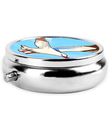 Flying Seagulls Round Pill Box - 3 Compartments Travel Organizer for Purse & Pocket | Portable Pill Storage - Buy Online on GoSupps.com