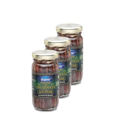 Lot 3x Anchovy fillet in sunflower oil - Jar 90g