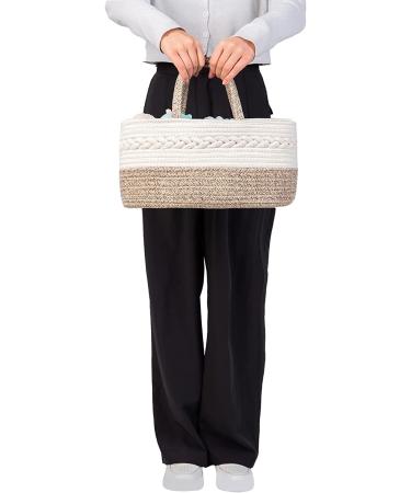 Portable Baby Diaper Caddy Organizer with Changeable Compartments - 100% Cotton Woven Rope Basket for Nursery Storage - Ideal for Car & Changing Table - Perfect Newborn Gift - Buy Online on GoSupps.com