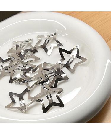 Silver Star Hair Clips for Girls - Set of 10 Kawaii Snap Hair Clips with Hollow Out Stars - Cute Hair Accessories for Kids and Women - Buy Online on GoSupps.com