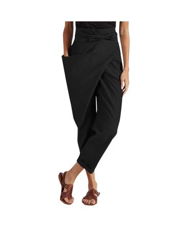 Ronony ladies plaid print pajamahosen home pants casual pants long pants sports pants with bags yoga pockets elastic waistband loose fit training pants single -color pants xl black