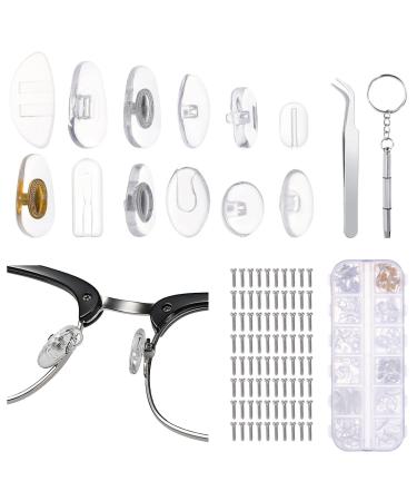 Wwyssz glasses repair set 12 styles 60 pairs of glasses nose pads silicone soft with 80 small screws nuts tweezers microphone microphone for glasses sunglasses reading glasses