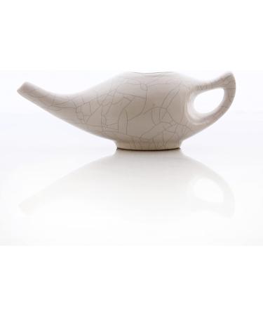 2activelife Ceramic Neti Pot - 225ml, Dishwasher Safe, Compact Design - Ivory Crackle - Buy Online on GoSupps.com