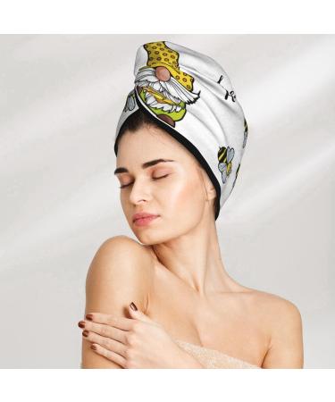 Hair Towel Wrap with Button - Quick Drying Towel Turban (Gnome Sweet Honey) | International Shipping Available - Buy Online on GoSupps.com