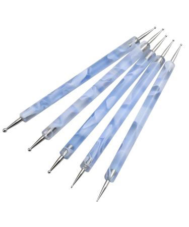 Jinlaili 5PCS Nail Dotting Pen Marbleizing Tool Set Dotting Painting Pen Polish Carving Tool Nail Polish Paint Manicure Dot Nail Art Tool Nail Design for Embossing Pattern Clay Sculpting (Blue) - Buy Online on GoSupps.com