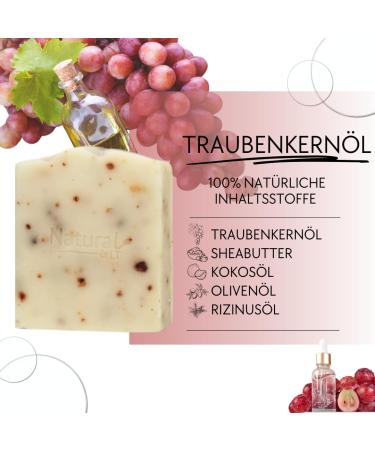 3x Natural Grape Seed Soap - 100% Handmade & Certified - Safe for All Skin Types - Natural Shower Gel - 300g Pack - Buy Online on GoSupps.com