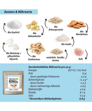Vanilla Blast Nomnoms | Organic Vegan Protein Bites - Creamy Nutmus Erythritol Sweetened Big Pack (15 Bites) - Healthy Snack Option - Buy Online on GoSupps.com