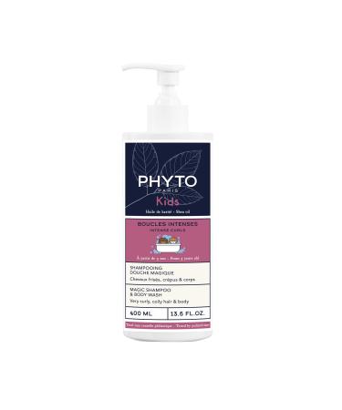 Phyto Paris - Boucles Intenses Enfants - Shampooing Douche Magique 2-en-1 400ml - Nettoie Doucement Corps & Cheveux Fris s ou Cr pus - Nourrit D m le et Adoucit avec Karit & Miel d Acacia