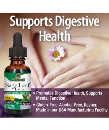 Natural's Aswer Sage Leaf Extract 1000mg Gluten Free Alcohol Free 30ml - Buy Online on GoSupps.com