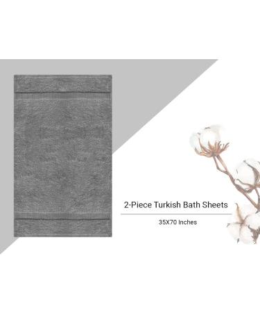 Towel Bazaar Premium Turkish Cotton 2-Piece Bath Sheet Towel Set - Super Soft & Absorbent - Gray - 35'' x 70 - Buy Online on GoSupps.com