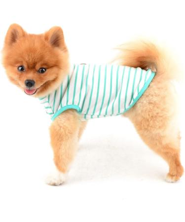 Paidful British Dog Shirt - Striped Cat Vest Soft Cotton T-Shirt for Boys Summer Puppy Clothing Breathable Tank Tops XL (Green) - Chihuahua & Yorkie Fashion - Buy Online on GoSupps.com