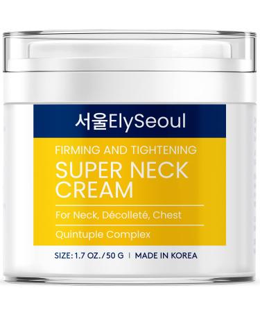Super Neck Firming Cream Neck Tightening for Neck Décolleté Chest - Reduces the Look of Neck Lines with Quintuple Complex, Peptides Niacinamide Hyaluronic Acid Vitamin E Shea Butter - Korean Skin Care