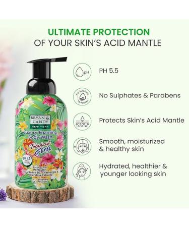 Luxury Foaming Body Wash - Tropical Fling | Pentavitin Pro Vit B5 Argan Oil pH 5.5 | All Skin Types | 400ml - International Shipping Available - Buy Online on GoSupps.com