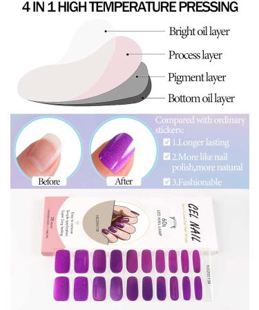 Kalolary Gel Nail Polish Strips - Full Nail Wraps Decal Sets with Nail File and Stick - Waterproof Semi Cured Nail Gel Art Sticker for Women Girls - UV/LED Lamp Required - Set of 7 - Buy Online on GoSupps.com