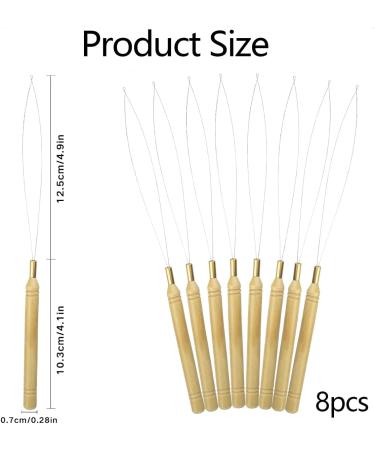 8 Pieces Hair Extension Loop Needle Threader Tool Hair Extension Loop Needle Wood Hair Extension Pulling Hook Tools for Micro Rings Nano beads Styling Accessories - Buy Online on GoSupps.com