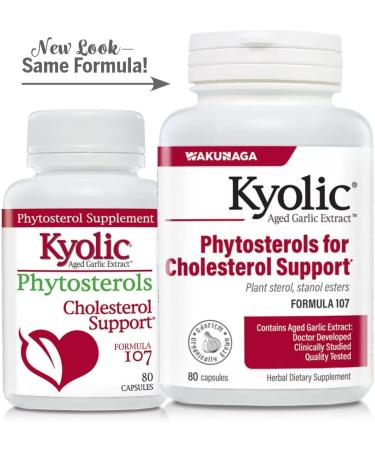 Kyolic Aged Garlic Extract Formula 107 - Phytosterols for Cholesterol Support, 80 Capsules - Buy Online on GoSupps.com