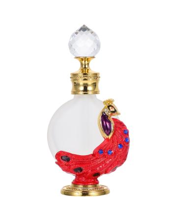 Didiseaon 1pc Peacock Essential Oil Bottle Cosmetic Travel Containers Gold Decor Travel Dispenser Rhinestone Decor Egyptian Decor Retro Decor Perfume Bottle Red Glass Ornaments