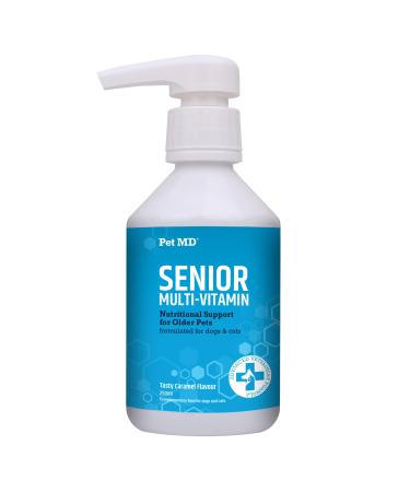 Pet MD Senior Multivitamin for Dogs & Cats - Liquid Vitamins for Senior Dogs - Calcium Cat Supplement - Vitamin Minerals & Glucosamine for Dogs - Multivitamins for Dogs - Cat Vitamins - 250 mL