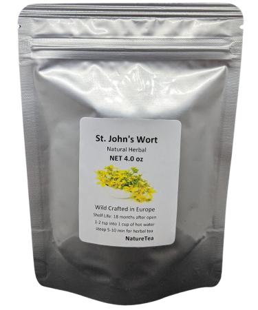 St. John's Wort C/S - Dried Hypericum perforatum Loose Tea from 100% Nature (4 oz) 4 Ounce (Pack of 1)