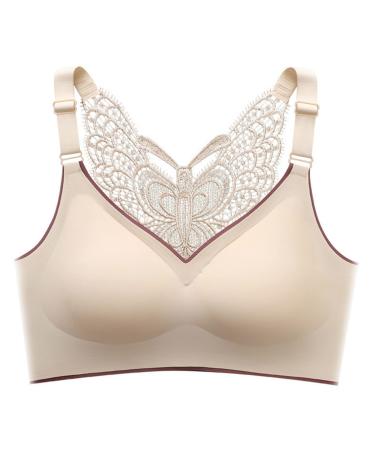 Routinfly Sport BH Women Without Iron Comfort Push Up Bh Stretch Underwear BH Cross Cross Beauty Beautiful Breast Bh Breast Bh Soft Bralette Sleep Bh Wellbeing Bustiers Top Beige L
