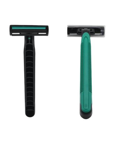 100 Pcs Disposable Razors Individually Wrapped for Men Women Twin Blade Stainless Steel Razors with Clear Safety Cap Multipurpose Razors in Bulk for Travel Hotel Homeless Air Bnb Shelter Green 100PCS