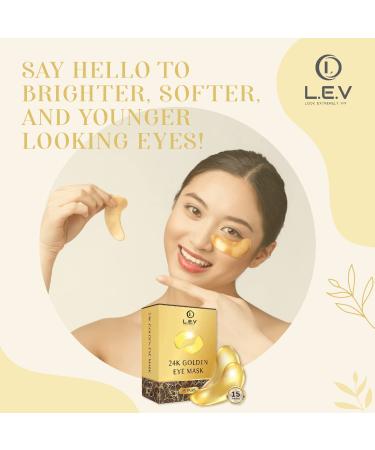 LEV 24K Gold Eye Mask - Reduce Puffiness & Dark Circles | 15 Pairs for Wrinkles & Fatigue Relief - International Shipping - Buy Online on GoSupps.com
