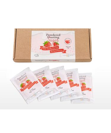 Icing Sugar Vanilla & Strawberry | with Powdered Fruit | Premium Powder Multipurpose for Dusting or Mixing | Box of 5x 15g Sachets Sugar Vanilla-Strawberry | 5x Sachets