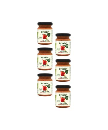 Rettergut 6-er Set Retterbox Bio-pestos Paprika with cashew (6x120g) i pesto in a glass made of saved vegetables i natural ingredients i vegan i organic quality organic paprika with cashew