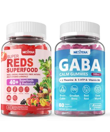 Nextdia 2 Pack GABA Gummies 500 mg + Super Reds Gummies