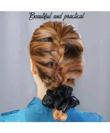 6 Pack Satin Black Hair Scrunchies Ponytail Holders for Women and Girls | Elastic Hair Bands Accessories - Buy Online on GoSupps.com