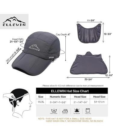 ELLEWIN Fishing Hat Sun Cap UPF 50+ with Removable Mesh Face Neck Flap Cover - Grey - Buy Online on GoSupps.com
