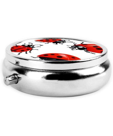 Ladybug Print Mini Round Pill Box | 3 Compartment Portable Pill Organizer for Travel & Home - Buy Online on GoSupps.com