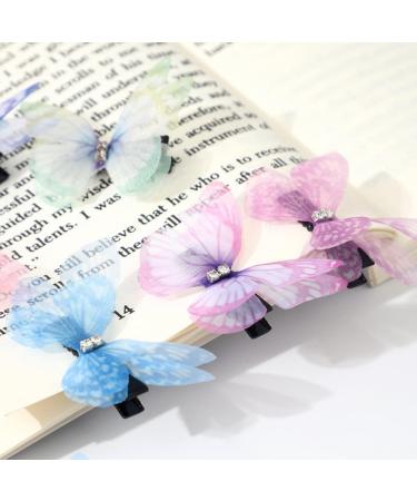 Colorful Chiffon Butterfly Hair Clips - Set of 20 | Non-Slip Organza Wings Ribbon Wrapped Alligator Barrettes for Women and Girls - Buy Online on GoSupps.com
