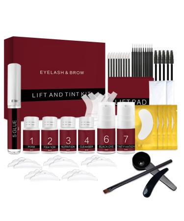 Lash Lift Kit & Brow Lamination Kit 4 IN 1 Eyebrow Lamination Kit with Black Professional Eyelash Lifting Kit Eyelash Perm Kit with All Tools Lasts for 8 Weeks Easy to Use for Salon Home