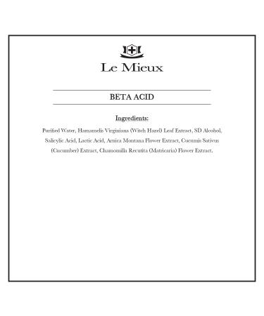 Le Mieux Beta Acid Exfoliating Toner - Salicylic & Lactic Acid for Oily Blemish Prone Skin | 0.5 oz / 15 ml - Buy Online on GoSupps.com