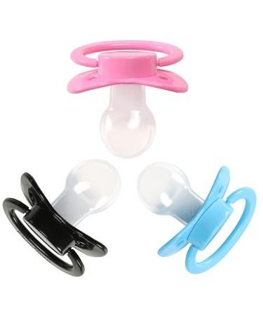 CutiePlusU Adult Size Pacifier 3-Pack - Large Nipple Shield in Pink Blue & Black | International Shipping Available - Buy Online on GoSupps.com