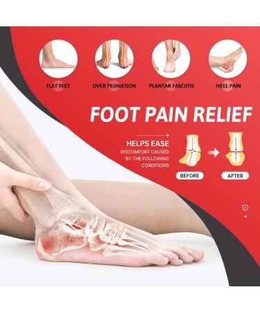 Plantar Fasciitis Arch Support Insoles for Men & Women | Heavy Duty Pain Relief Orthotics for Flat Feet | Upgrade Comfort for Work Boots | Black - Size M:10.9 (Men 8-9.5/Women 9-10.5 - Buy Online on GoSupps.com