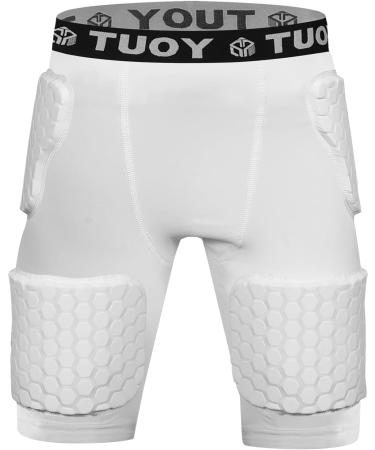 TIAXU TIAXU Men Padded Football Girdles 5 Pads Women Padded Shorts with Tail Thigh Protector for Baseball Rugby Softball X Large
